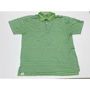 Peter Millar Golf Polo Shirt Mens XXL Green Striped Heritage GC Embroidered